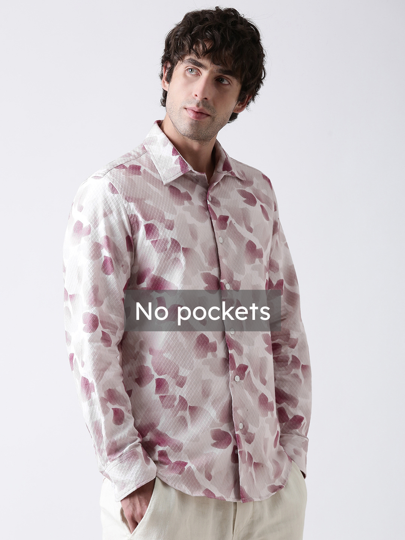 Regular Fit Dusty Pink Print Shirt