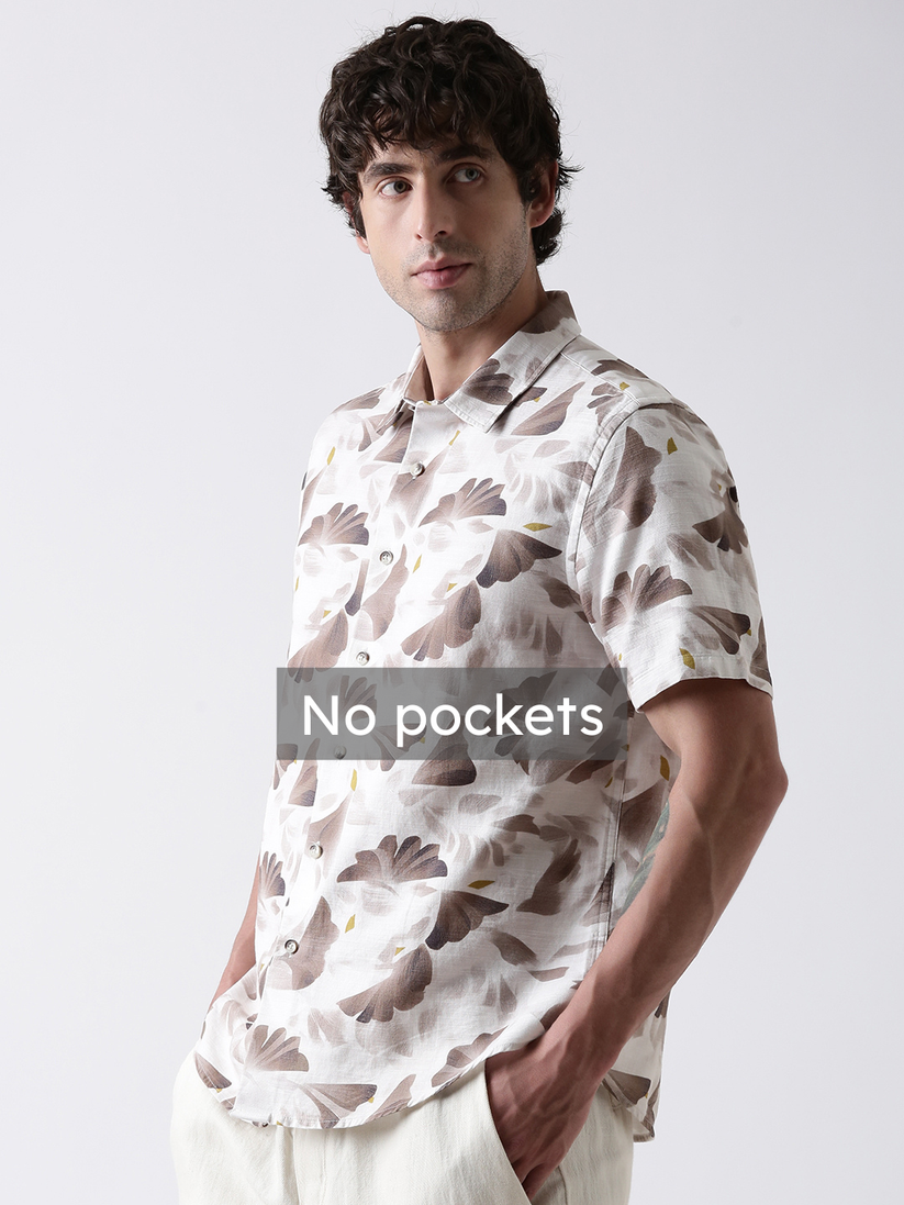 Regular Fit Brown Print Shirt