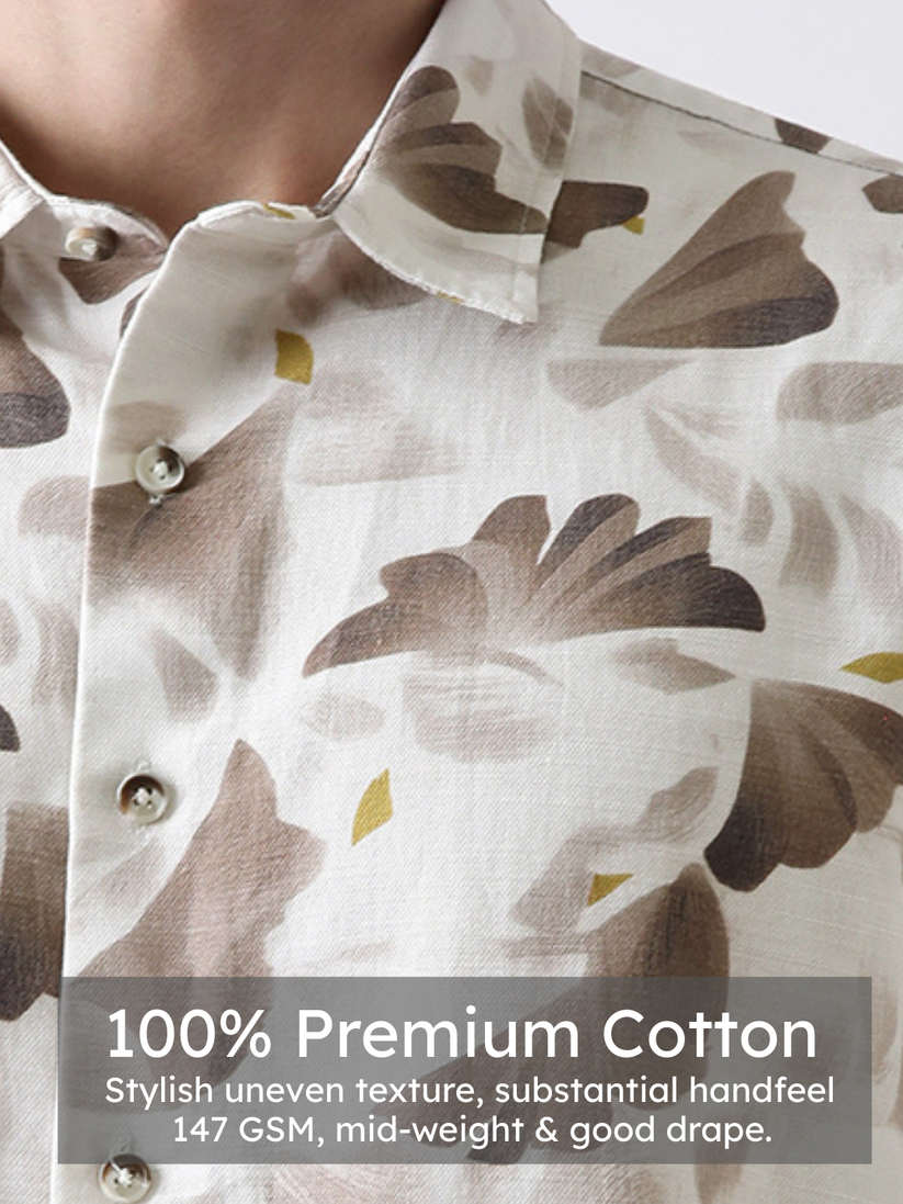 Regular Fit Brown Print Shirt