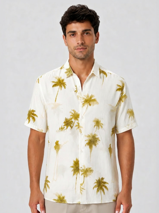 Crinkled Palm Print Shirt