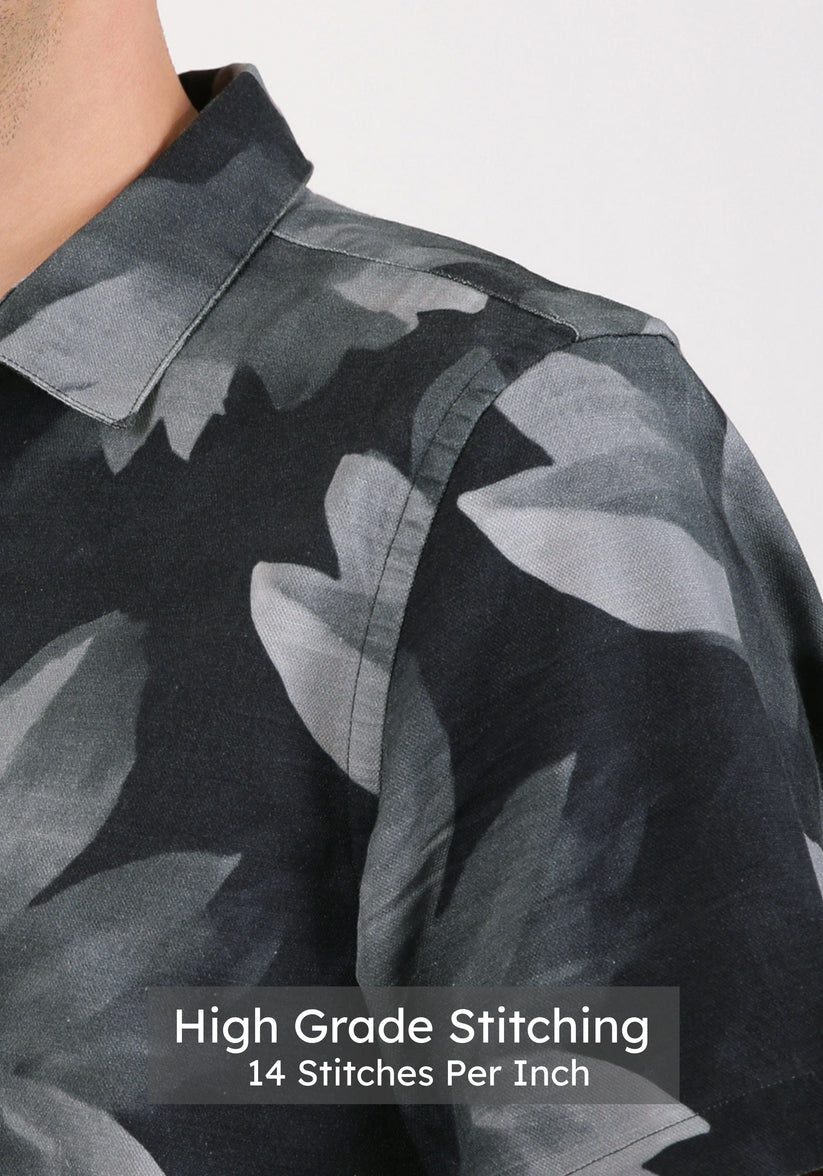 Abstract Charcoal Print Shirt
