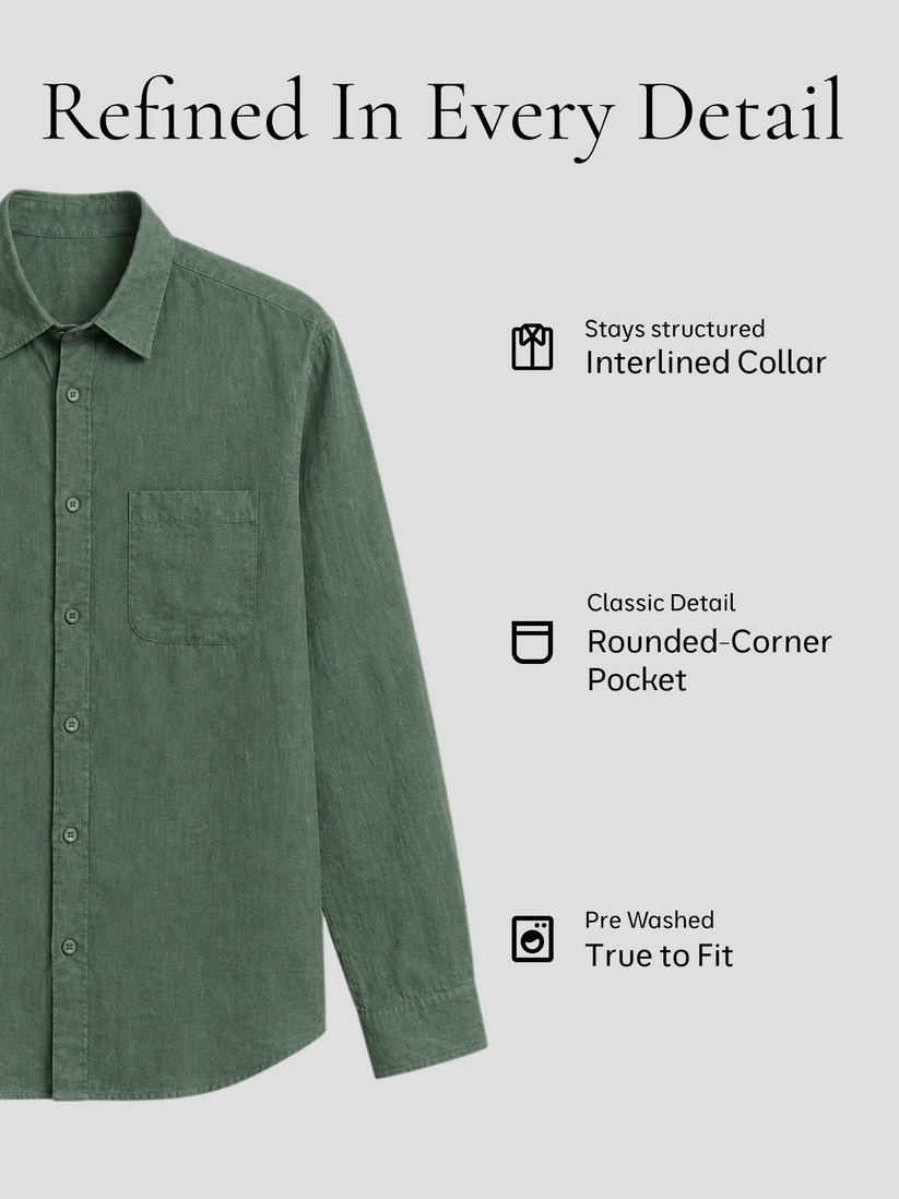 Dark Green Pure Italian Linen Shirt