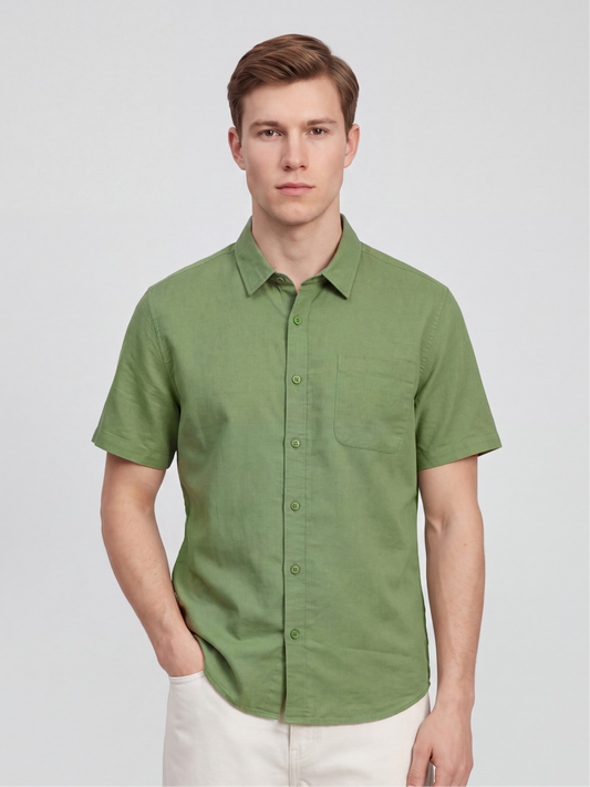 Linen Rich Green  Shirt (AI Catlog)