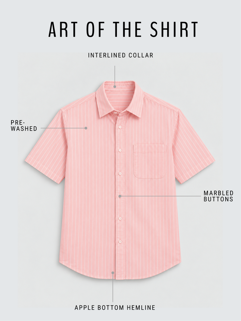 Linen Rich Pinstriped Coral Shirt