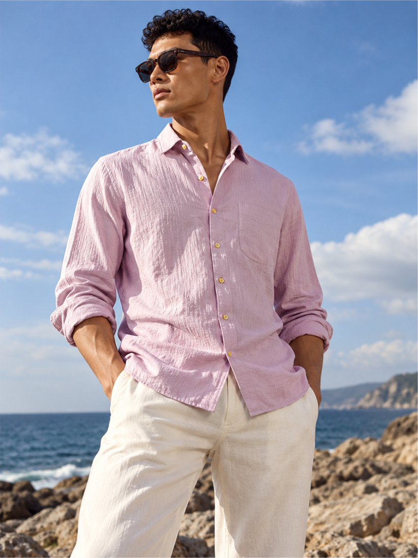 Twilight Mauve Seersucker Shirt