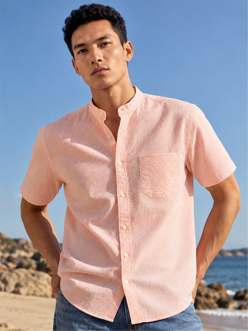 Pink Pinstriped Seersucker Shirt