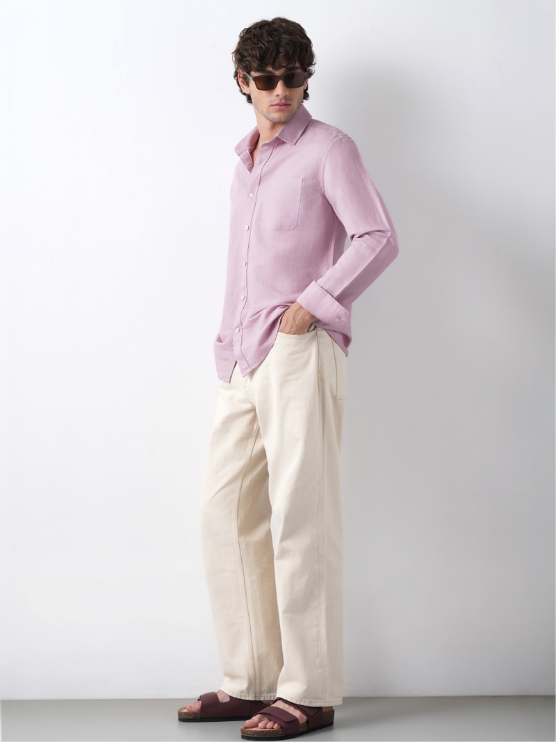 Linen Rich Dawn Pink Shirt