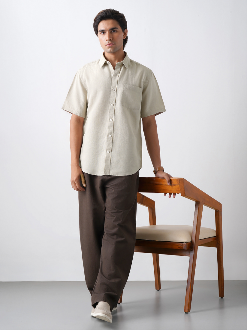 Linen Rich Dark Cream  Shirt