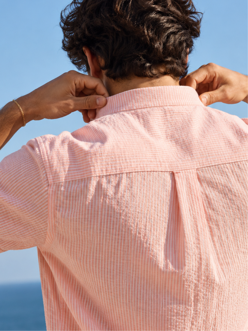 Pink Pinstriped Seersucker Shirt