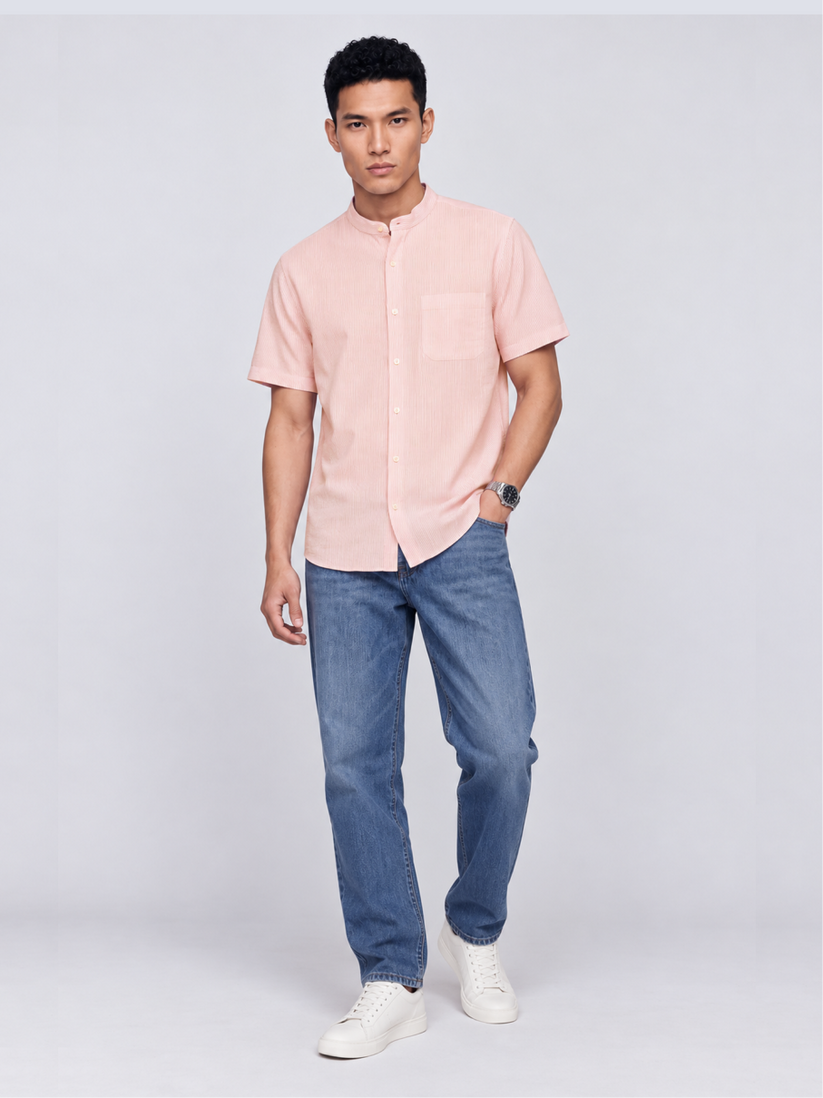 Pink Pinstriped Seersucker Shirt