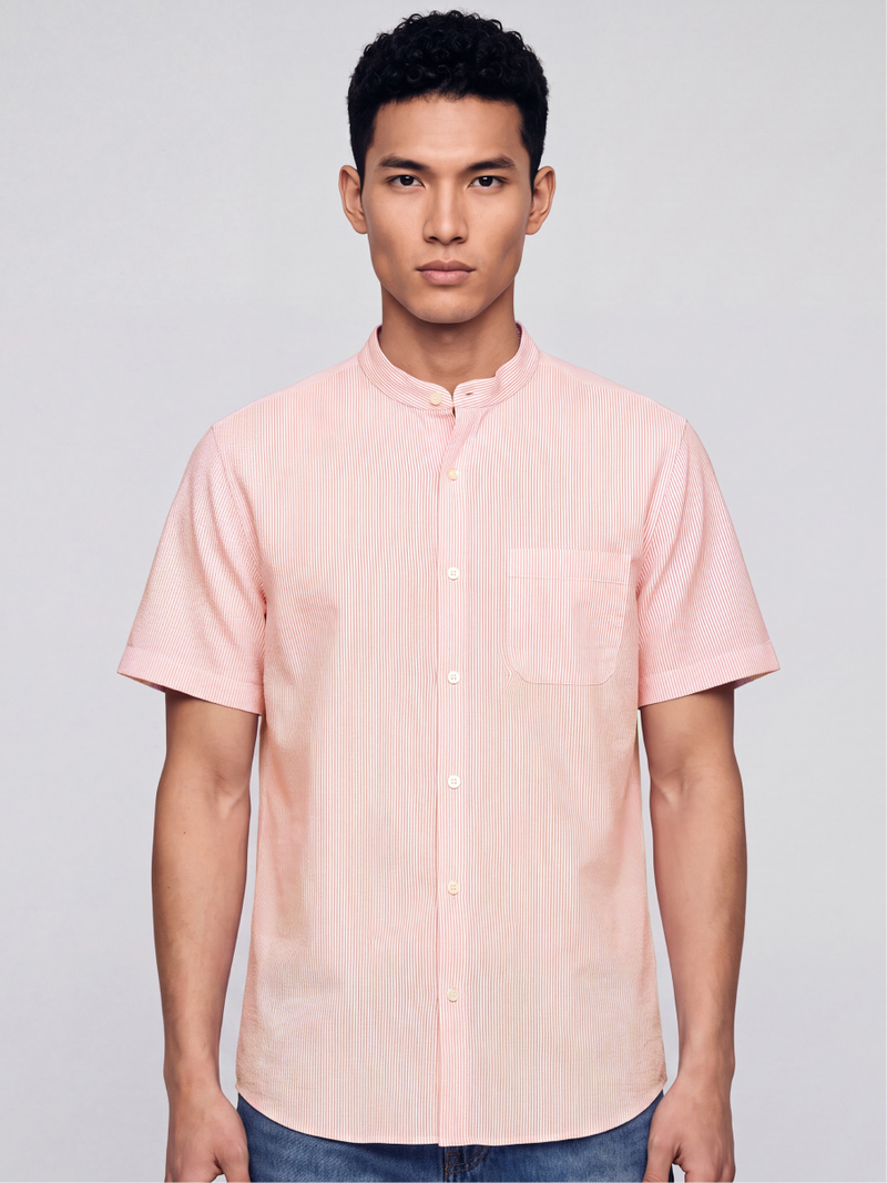 Pink Pinstriped Seersucker Shirt