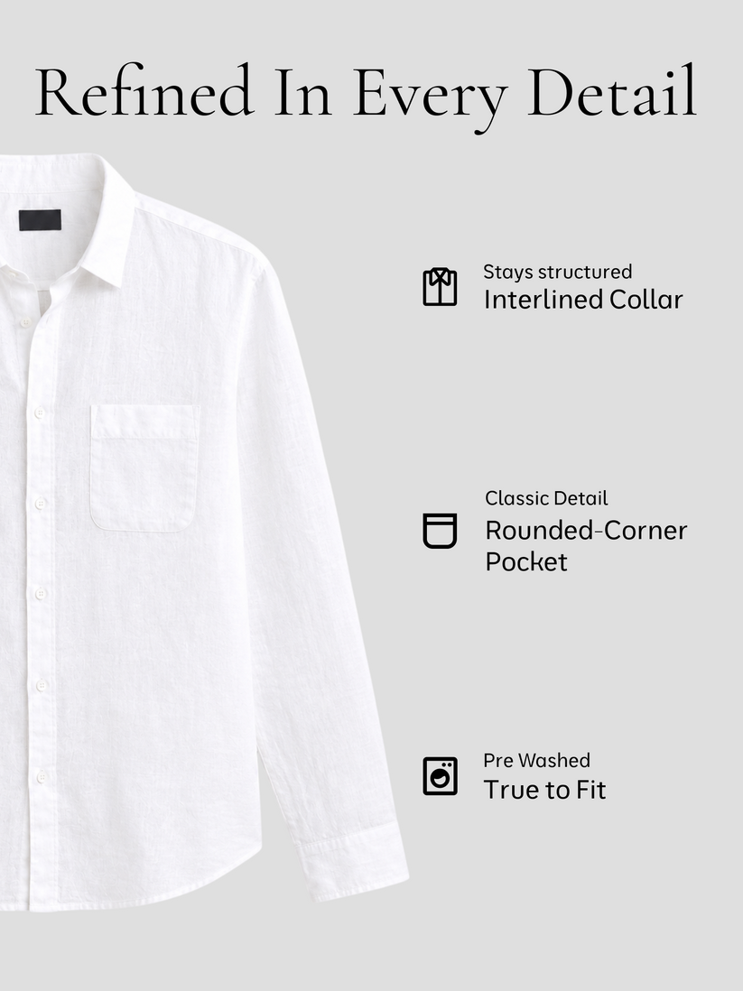 White Pure Italian Linen Shirt