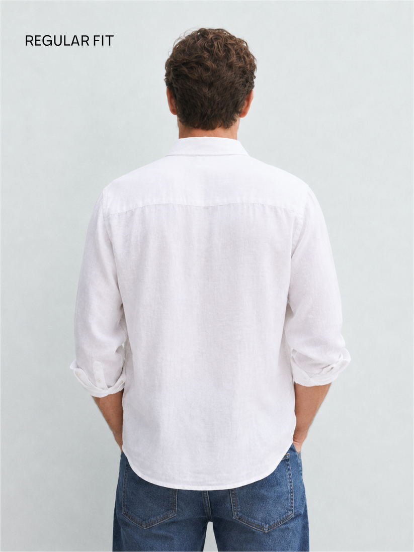 White Pure Italian Linen Shirt