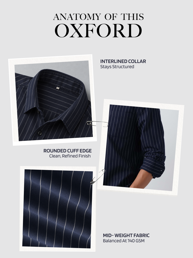 Oxford Navy Grey Striped Shirt
