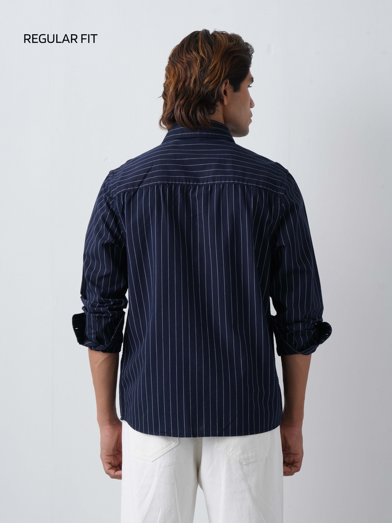 Oxford Navy Grey Striped Shirt