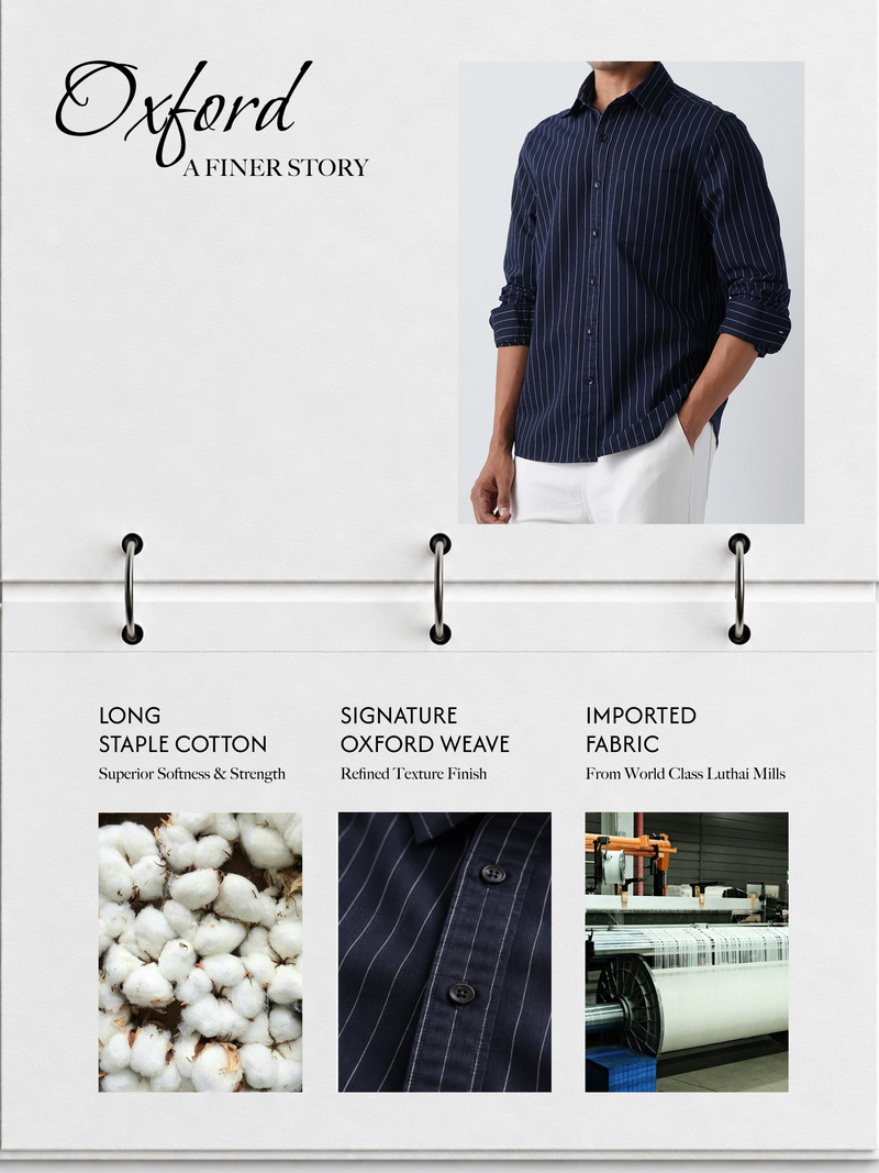 Oxford Navy Grey Striped Shirt