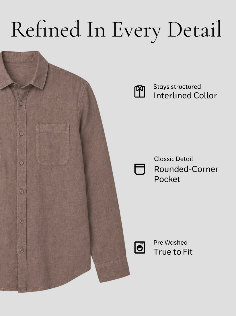 Brown Pure European Linen Shirt