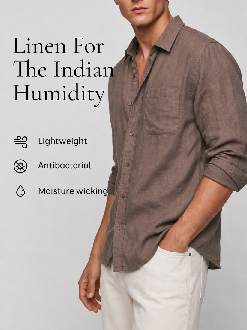 Brown Pure European Linen Shirt