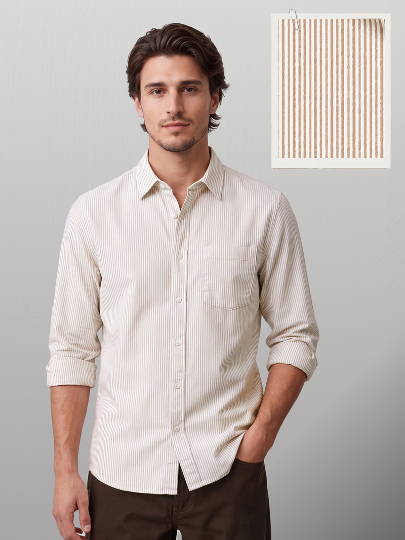Oxford Beige Striped Shirt