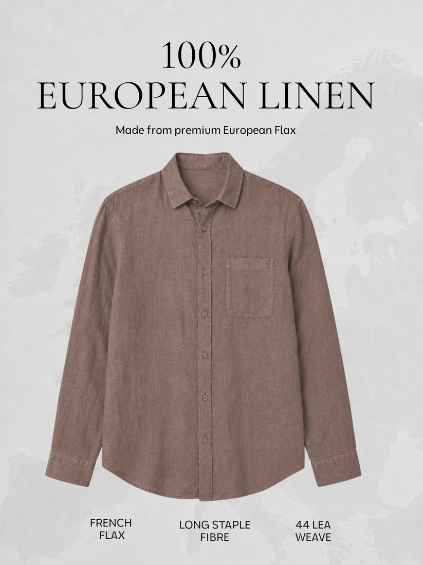 Brown Pure European Linen Shirt