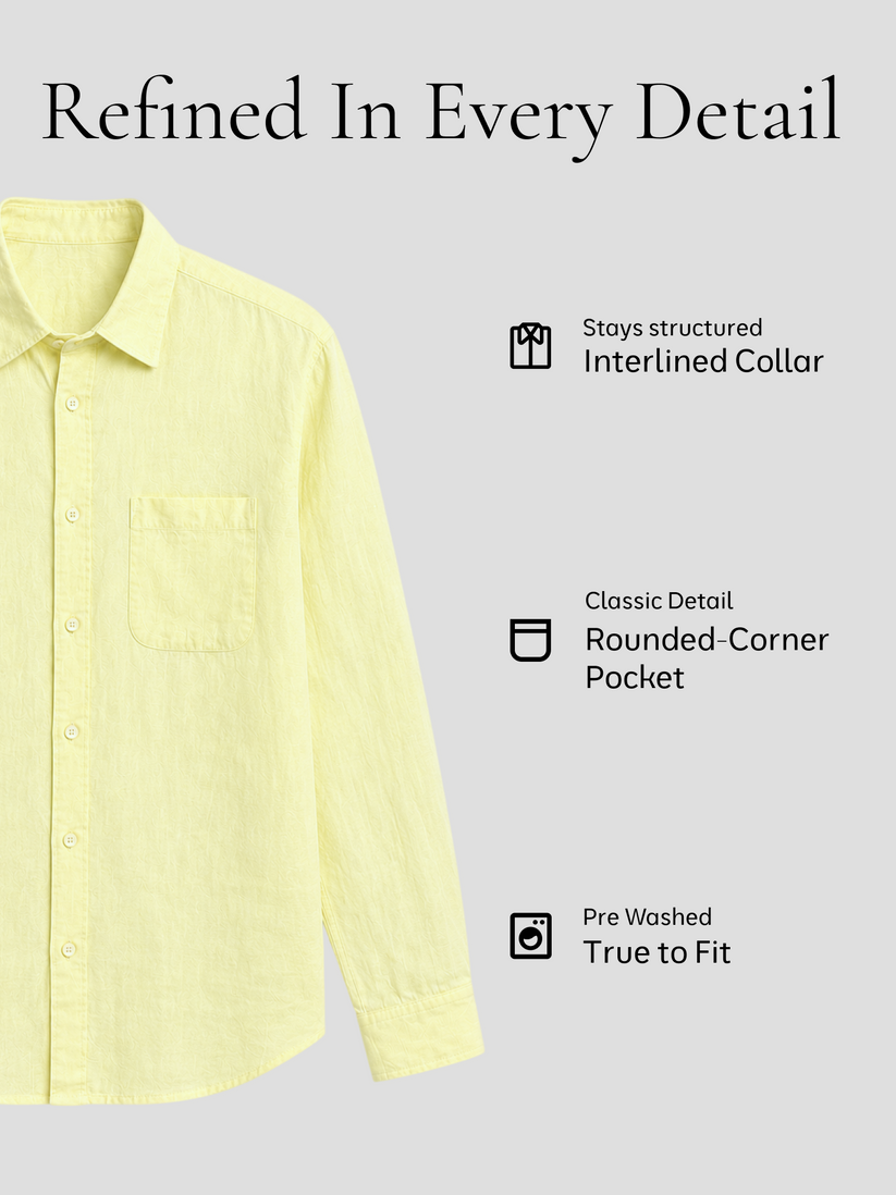 Yellow Pure European Linen Shirt