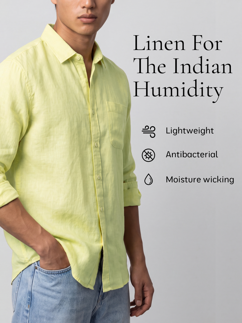 Yellow Pure European Linen Shirt