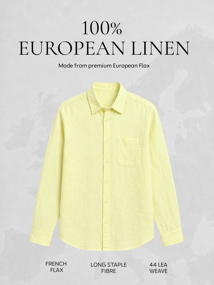 Yellow Pure European Linen Shirt