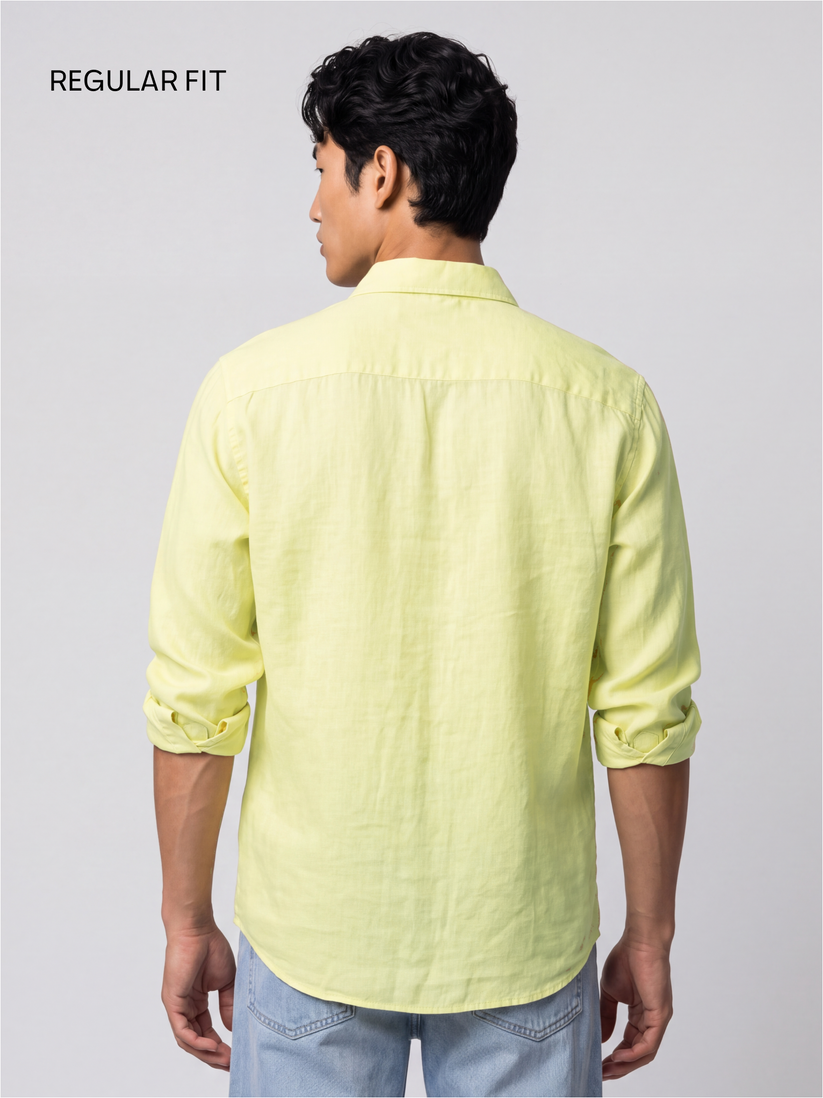 Yellow Pure European Linen Shirt