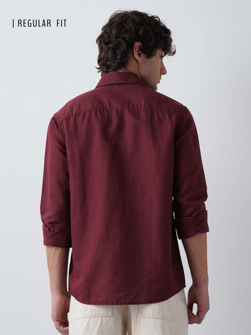 Linen Rich Maroon Shirt