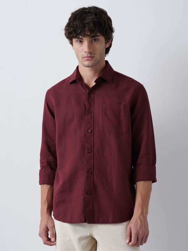 Linen Rich Maroon Shirt