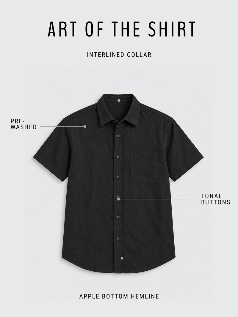 Cotton Linen Black Shirt