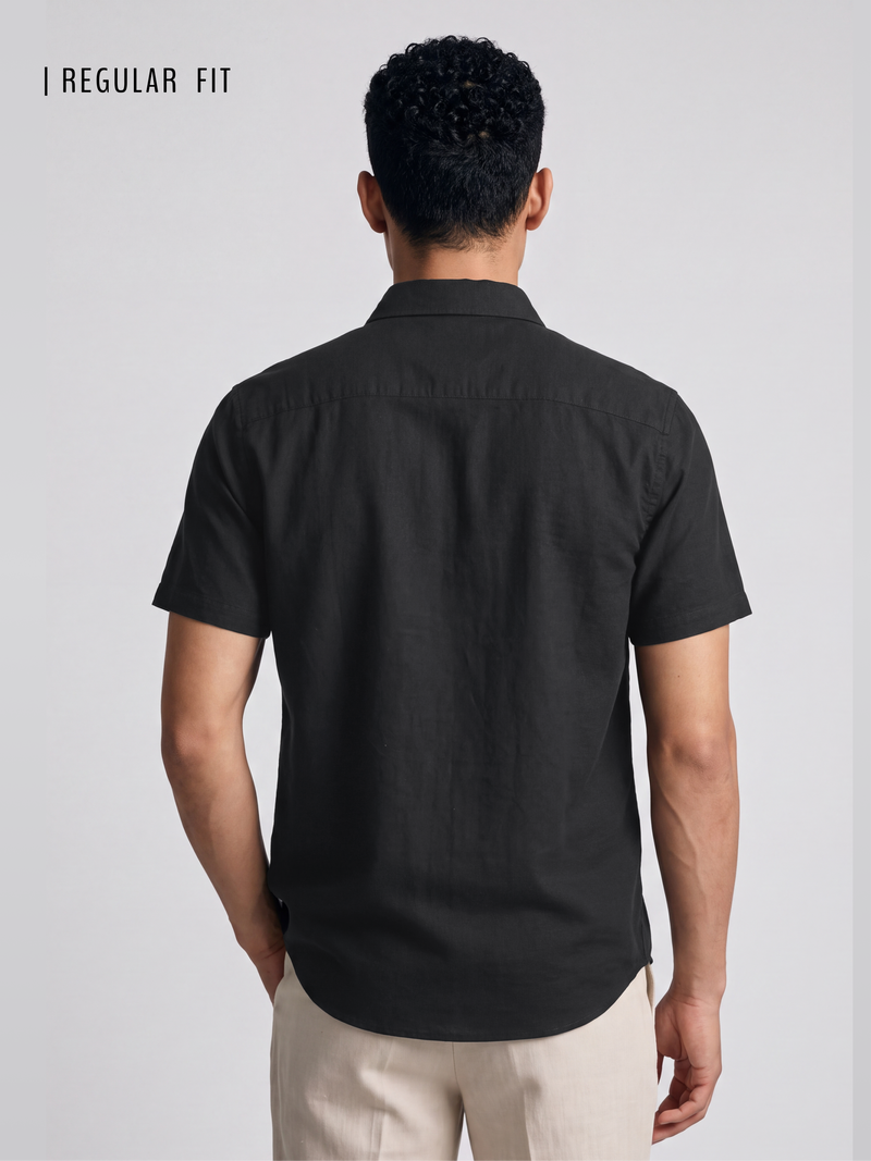 Cotton Linen Black Shirt
