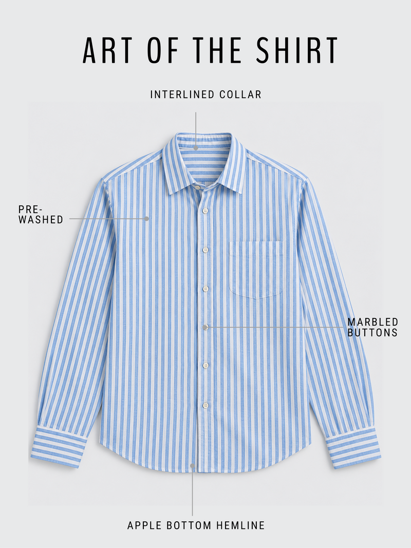 Linen Rich Striped Blue Shirt