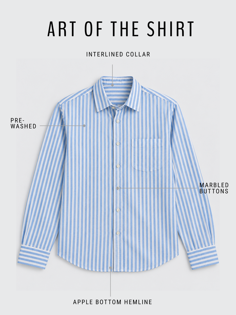 Linen Rich Striped Blue Shirt