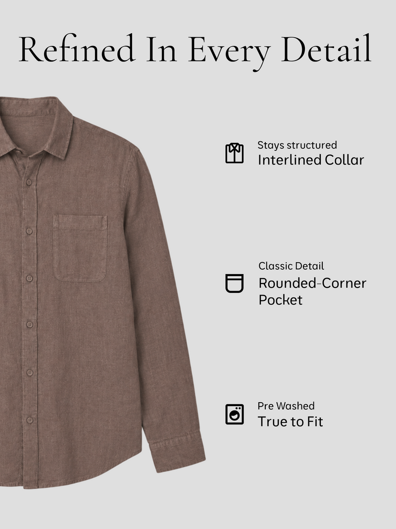 Brown Pure European Linen Shirt