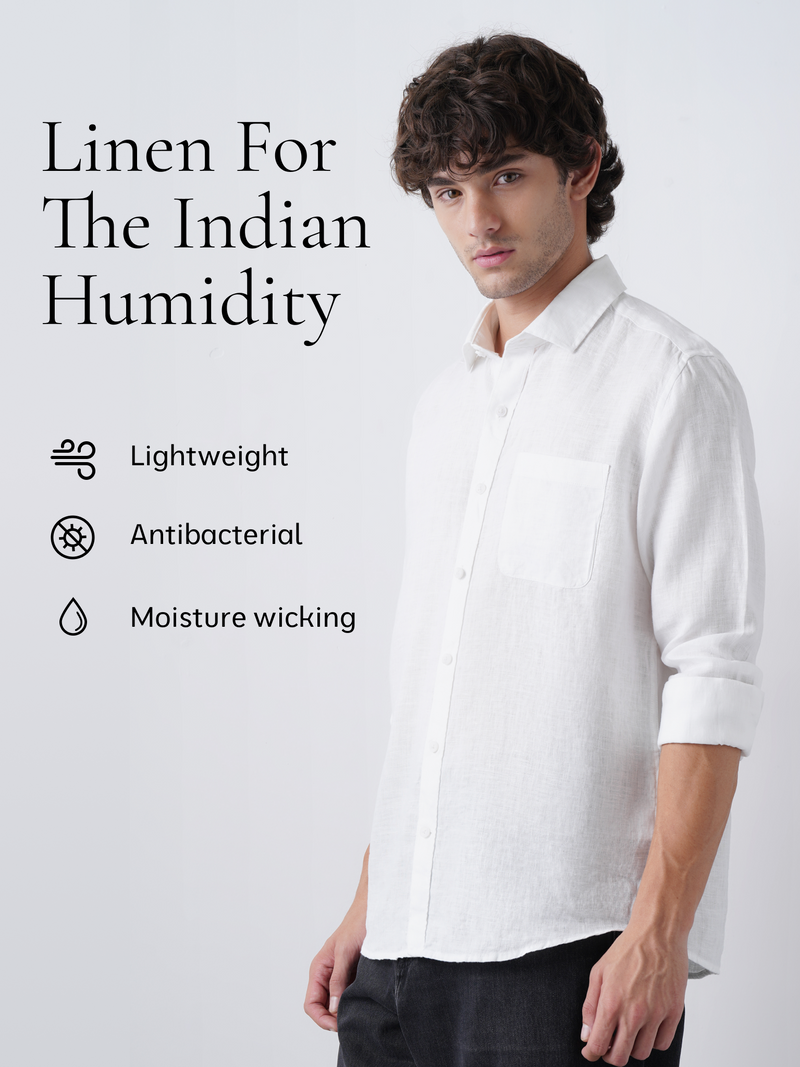 White Pure Italian Linen Shirt