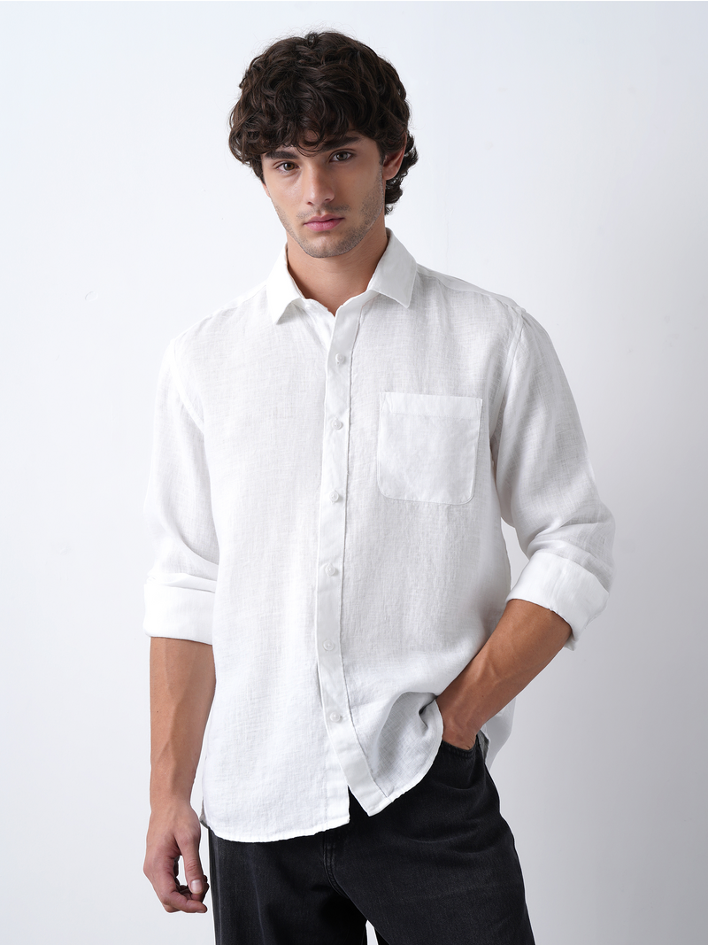 White Pure Italian Linen Shirt