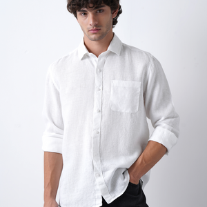 White Pure Italian Linen Shirt