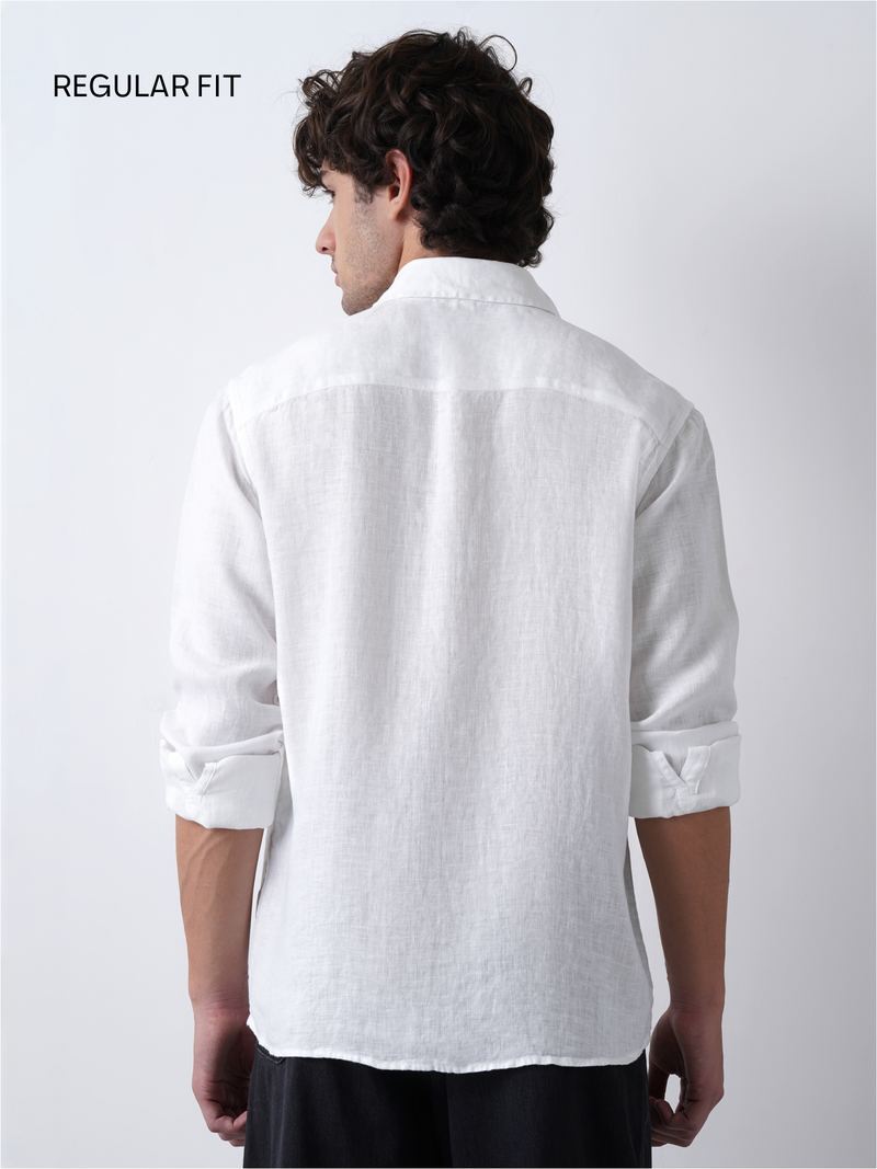 White Pure Italian Linen Shirt
