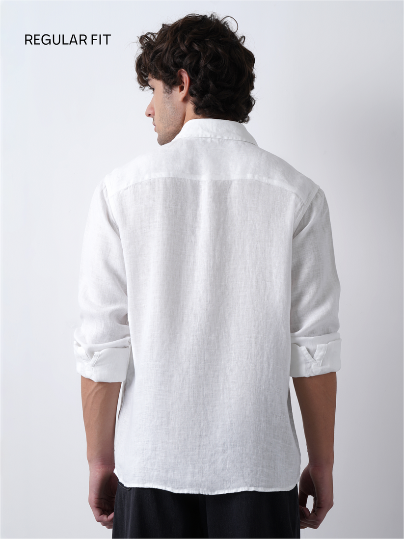 White Pure Italian Linen Shirt