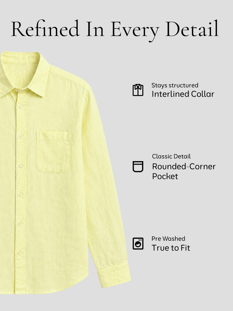 Yellow Pure European Linen Shirt