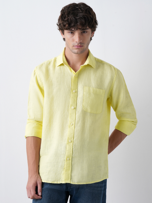 Yellow Pure European Linen Shirt
