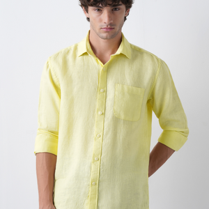 Yellow Pure European Linen Shirt