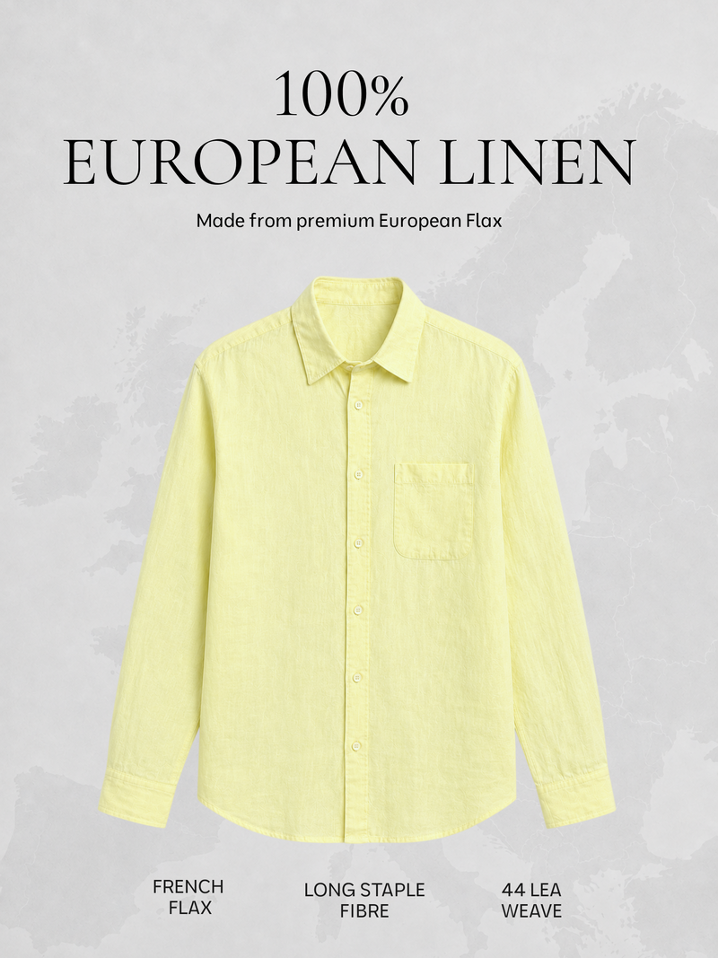 Yellow Pure European Linen Shirt