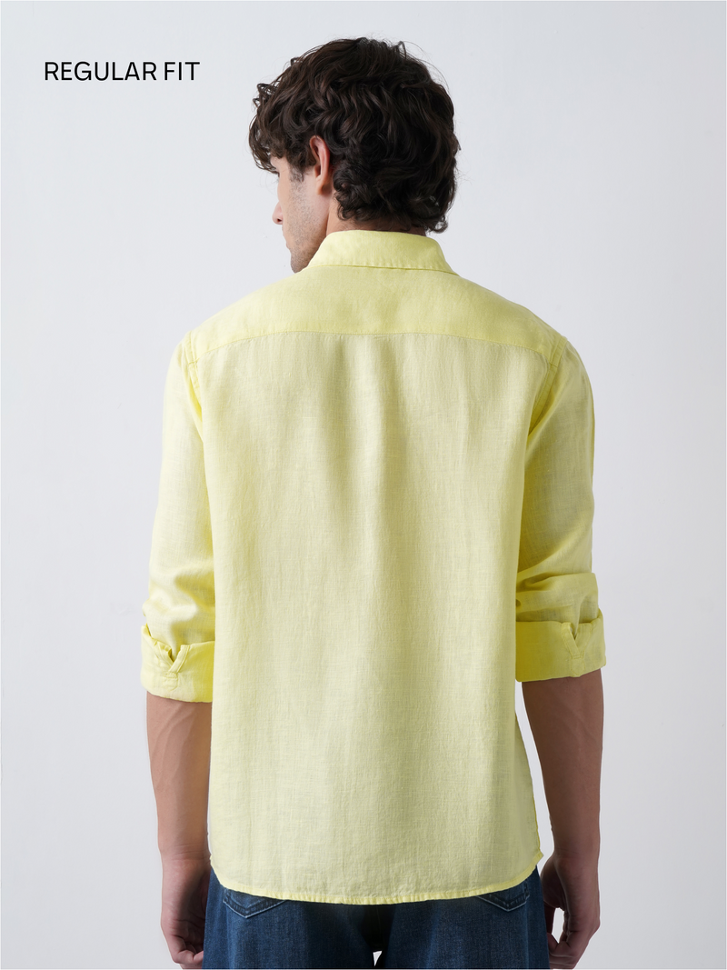 Yellow Pure European Linen Shirt