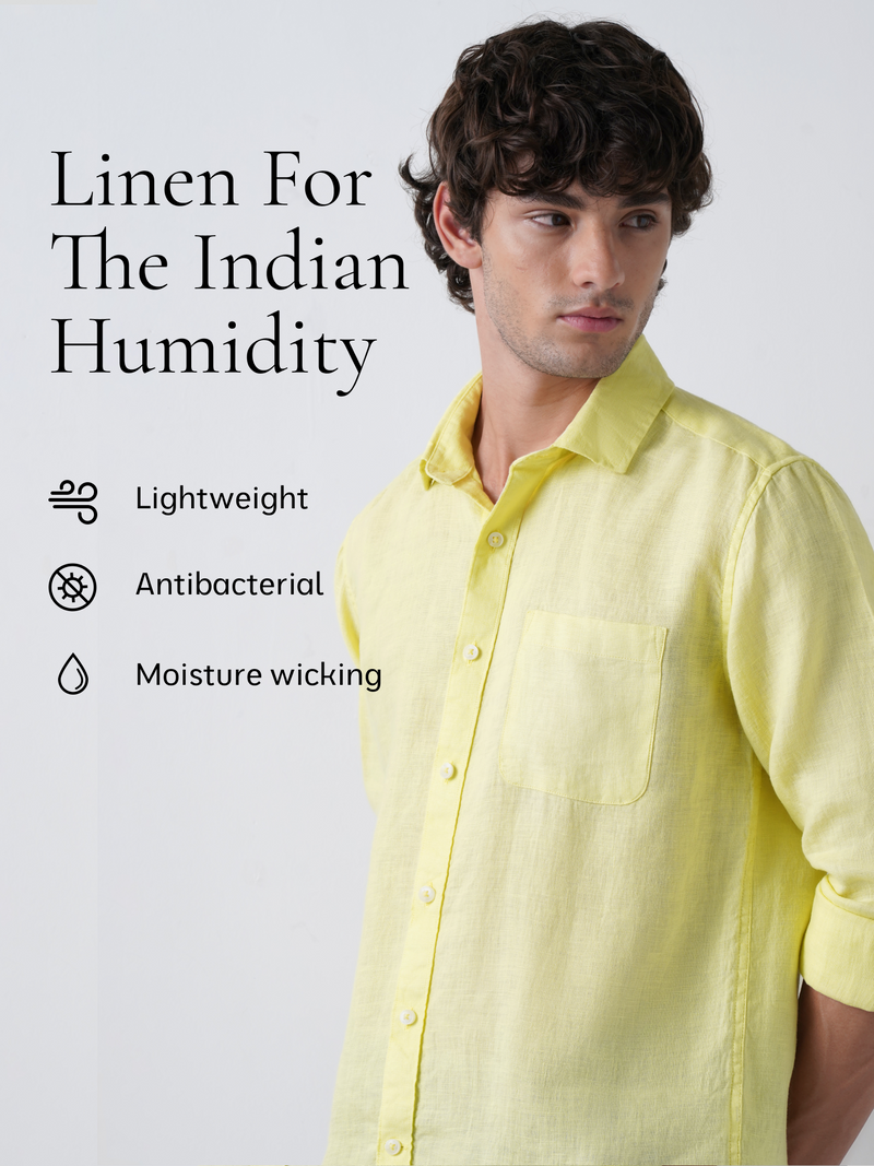Yellow Pure European Linen Shirt