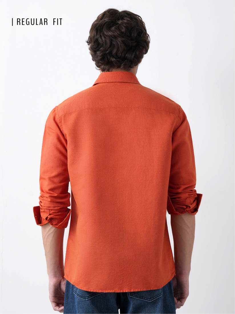 Linen Rich Orange Shirt