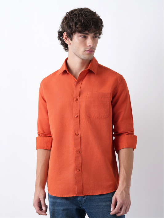 Linen Rich Orange Shirt