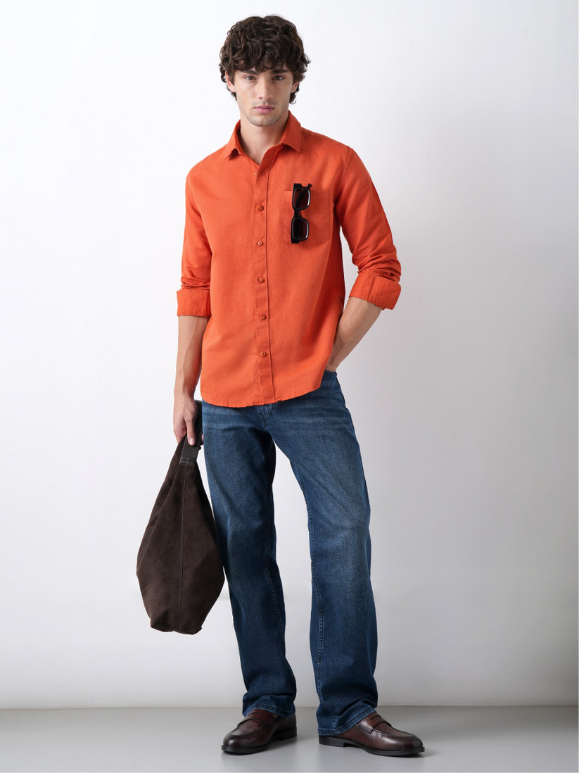 Linen Rich Orange Shirt