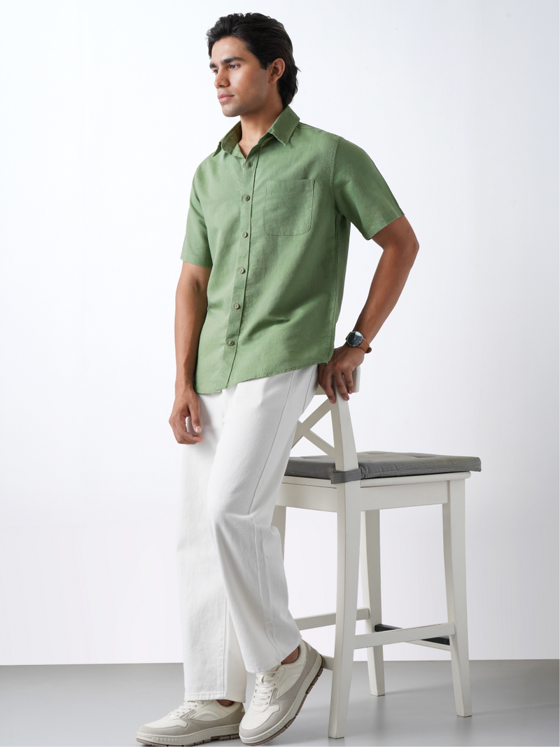 Linen Rich Green  Shirt